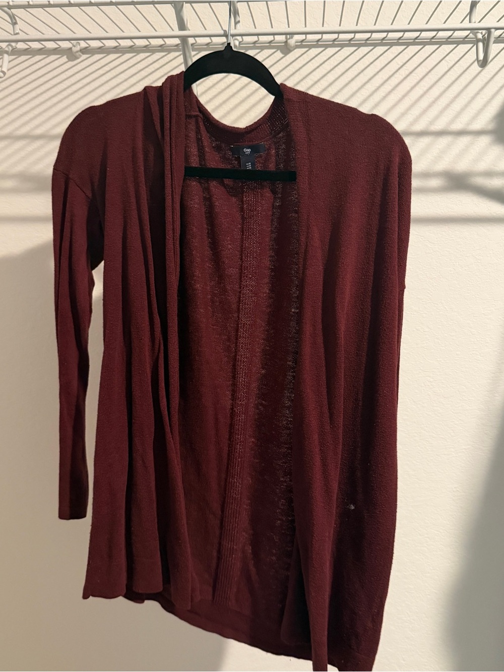 GAP Open-Front Burgundy Cardigan